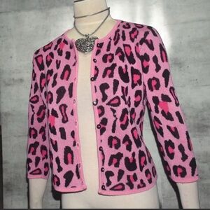 Pink Leopard Print Women's Cardigan
